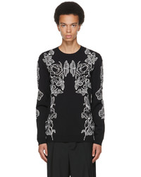Valentino Black Jacquard Blooming Sweater