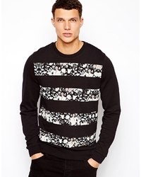 Asos Sweatshirt With Floral Stripes Black