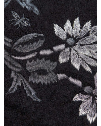 Topman Tmd Black Fluffy Flower Embroidery Jumper