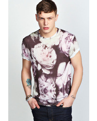 Black and White Floral Crew-neck T-shirt