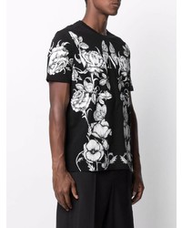 Valentino Dark Blooming Print Short Sleeve T Shirt
