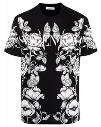 Valentino Dark Blooming Print Short Sleeve T Shirt