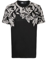 Karl Lagerfeld Leaf Pattern Embroidered Logo T Shirt