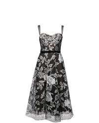Black and White Floral Fit and Flare Dress