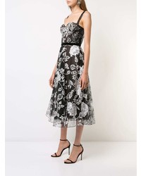 Marchesa Notte Embroidered Flared Dress