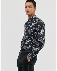 Twisted Tailor Super Skinny Shirt In Leopard Floral Print