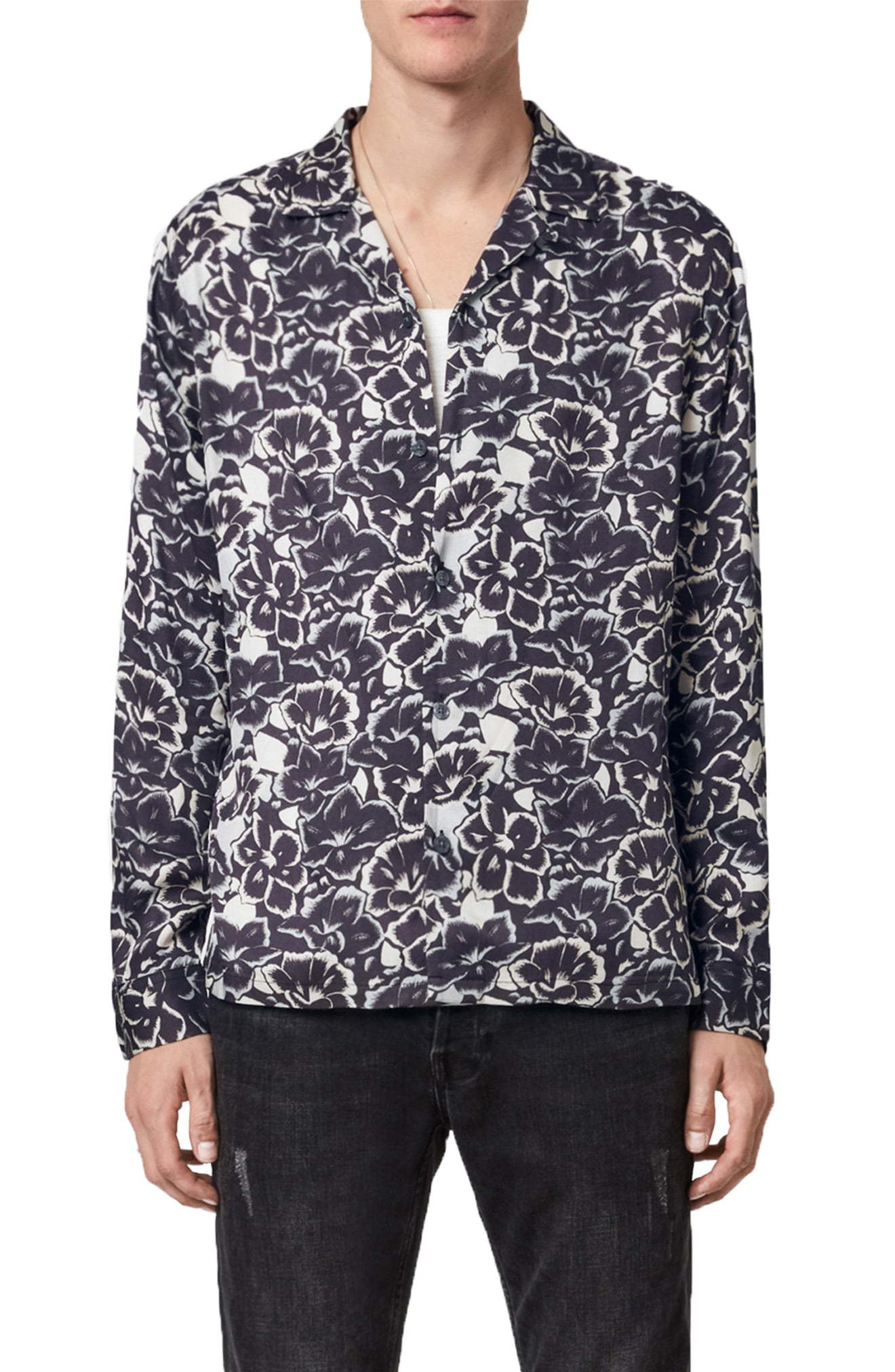 AllSaints Tiergarten Floral Button Up Shirt, $77 | Nordstrom | Lookastic