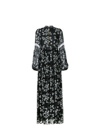 Women's Black and White Floral Maxi Dress, Burgundy Studded Leather ...
