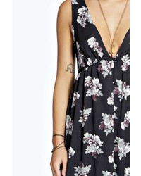 Boohoo Neve Button Front Floral Woven Maxi Dress