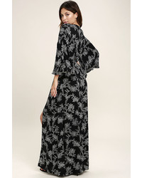 Amuse Society Vortex Black Floral Print Maxi Dress
