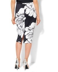New York & Co. 7th Avenue Design Studio Scuba Midi Skirt Bold Floral Print