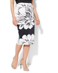 New York & Co. 7th Avenue Design Studio Scuba Midi Skirt Bold Floral Print