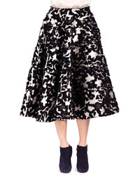 Lanvin Floral Fil Coup Seamed Tiered Skirt