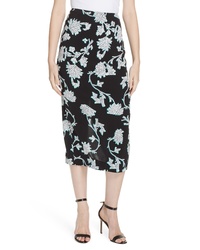 Black and White Floral Pencil Skirt