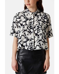 Topshop Mono Floral Shirt