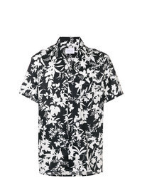 Black and White Floral Short Sleeve Shirt