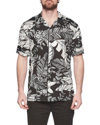 ELEVENPARIS Floral Short Sleeve Button Up Camp Shirt In Black Tropical At Nordstrom