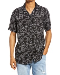 Topman Palm Print Short Sleeve Button Up Shirt