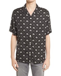 AllSaints Rose Relaxed Fit Floral Short Sleeve Button Up Shirt
