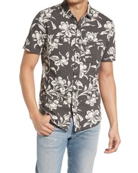 Faherty Seasons Knit Short Sleeve Button Up Shirt In Cream Ash Floral At Nordstrom