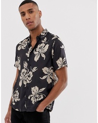 Burton Menswear Shirt With Hawaiian Print In Black
