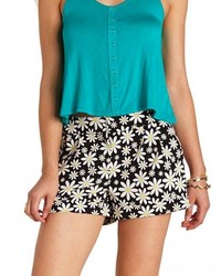 Charlotte Russe Cuffed Daisy Floral Print Shorts