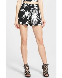 June & Hudson Pleated Floral Crepe Shorts