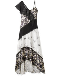 Black and White Floral Silk Maxi Dress