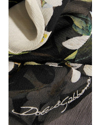 Dolce & Gabbana Floral Print Silk Chiffon Scarf