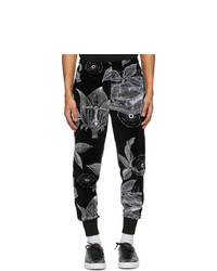 Black and White Floral Sweatpants