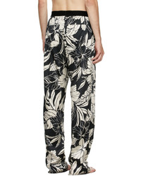 Tom Ford Black Off White Silk Hibiscus Lounge Pants