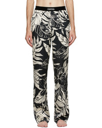Tom Ford Black Off White Silk Hibiscus Lounge Pants
