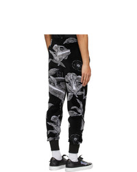 Givenchy Black Velvet Floral Schematics Lounge Pants