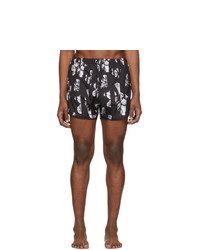 Black and White Floral Swim Shorts