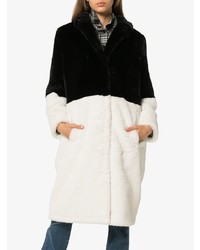 Stand Maribel Single Breasted Bi Colour Faux Fur Coat