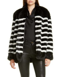 Frame Jerry Stripe Faux Fur Coat
