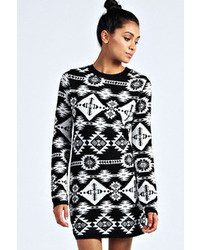 Boohoo Lexi Large Aztec Knitted Bodycon Dress