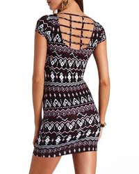 Charlotte Russe Tribal Print Caged Back Bodycon Dress