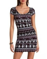 Charlotte Russe Tribal Print Caged Back Bodycon Dress
