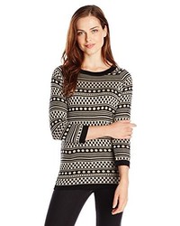 Allison Brittney Geo Pattern Pullover Sweater