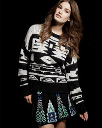 Elle Sasson Chiara Tribal Pattern Knit Sweater