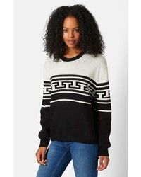 Topshop Monochrome Pattern Crewneck Sweater