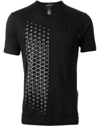 Black and White Geometric Crew-neck T-shirt