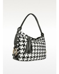 Black and White Geometric Leather Bag