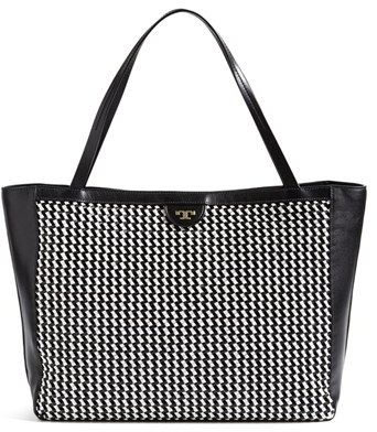 tory burch black and white tote