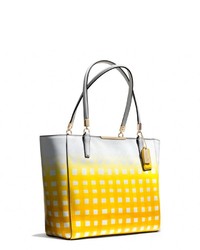 Coach Madison Eastwest Tote In Gingham Saffiano Leather
