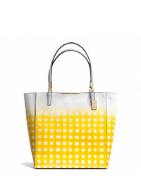 Coach Madison Northsouth Tote In Gingham Saffiano Leather