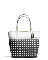Coach Madison Northsouth Tote In Gingham Saffiano Leather