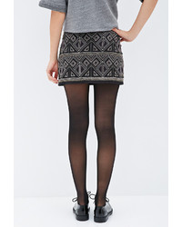 Forever 21 Sequined Geo Embroidered Mini Skirt