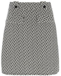 White Geo Print Aline Mini Skirt